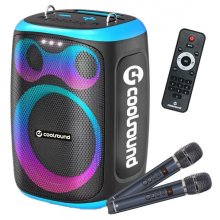 Coolsound Blast Altavoz Karaoke - 8" - 60W RMS - Iluminacion RGB - Bluetooth, USB, Tarjeta TF y Auxiliar - 2 Microfonos Inalambricos Incluidos - Mando a Distancia - Color Azul