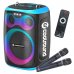 Coolsound Blast Altavoz Karaoke - 8" - 60W RMS - Iluminacion RGB - Bluetooth, USB, Tarjeta TF y Auxiliar - 2 Microfonos Inalambricos Incluidos - Mando a Distancia - Color Azul