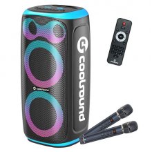 Coolsound Blast Pump Altavoz Karaoke - 2x 6.5" - 60W RMS - Iluminacion RGB - Bluetooth, USB, Tarjeta TF y Auxiliar - 2 Microfonos Inalambricos Incluidos - Mando a Distancia - Color Azul