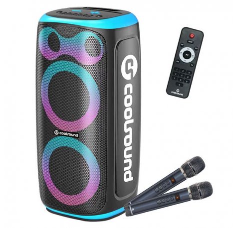 Coolsound Blast Pump Altavoz Karaoke - 2x 6.5" - 60W RMS - Iluminacion RGB - Bluetooth, USB, Tarjeta TF y Auxiliar - 2 Microfonos Inalambricos Incluidos - Mando a Distancia - Color Azul