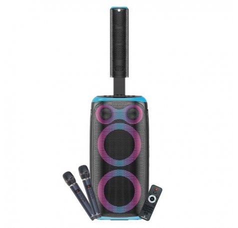 Coolsound Blast Pump 2.1 Altavoz Karaoke - 2x 6.5" - 80W RMS - 5 Tweeters - Iluminacion RGB - Bluetooth, USB, Tarjeta TF y Auxiliar - 2 Microfonos Inalambricos Incluidos - Mando a Distancia - Color Azul