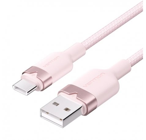 Vention Cable USB-C 2.0 a USB-A 3A 60W - 1m - Trenzado - Color Rosa