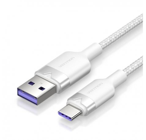 Vention Cable USB-C 2.0 a USB-A 6A 100W - 1m - Trenzado - Color Blanco