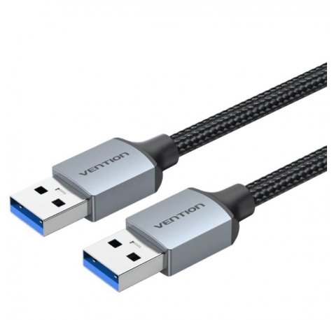 Vention Cable USB-A 3.0 - Longitud 1m - Longitud 1m - Velocidad hasta 5Gbps - Chaqueta Trenzada de Algodon - Color Gris