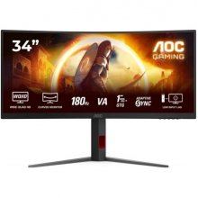 AOC G4 Monitor 34" Curvo 1500R Fast VA WQHD 180Hz HDR10 - Respuesta 1ms - HDMI, DisplayPort, Audio - Montaje VESA 100x100 - Color Negro AOC G4 Monitor 34" Curvo 1500R Fast VA WQHD 180Hz HDR10 - Respuesta 1ms - HDMI, DisplayPort, Audio - Montaje VESA 100x100 - Color Negro