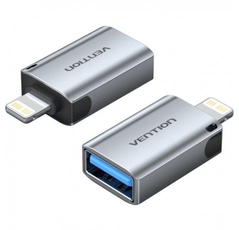 Vention Adapatador para Apple - Lightning Macho - USB-A Hembra - Funcion OTG - Aluminio - Color Gris