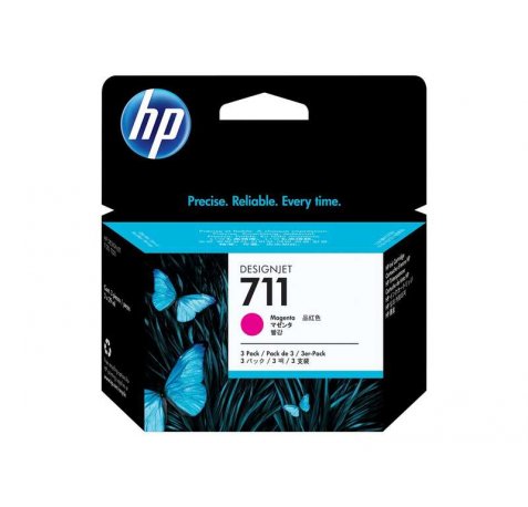 HP 711 Magenta Pack de 3 Cartuchos de Tinta Originales - CZ135A
