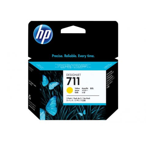 HP 711 Amarillo Pack de 3 Cartuchos de Tinta Originales - CZ136A