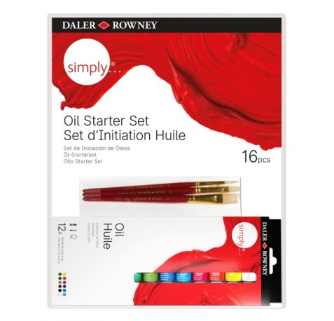 Daler Rowney Simply Pack de 16 Piezas - Pinturas al Oleo - Set de Iniciacion - Colores Surtidos