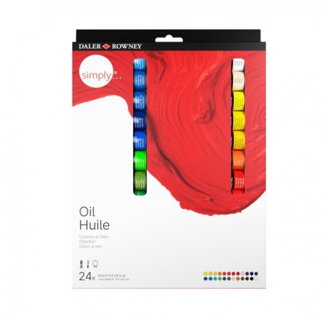 Daler Rowney Simply Pack de 24 Pinturas al Oleo - Tubos de Aluminio - 12ml - Colores Surtidos