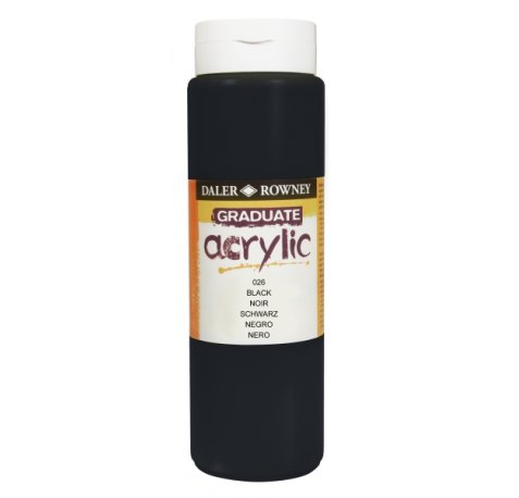 Daler Rowney Graduate Pintura Acrilica - Botella de Plastico - 500ml - Color Negro