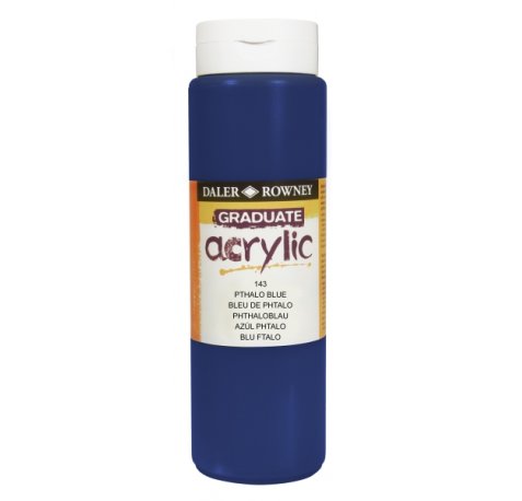 Daler Rowney Graduate Pintura Acrilica - Botella de Plastico - 500ml - Color Azul Ftalo