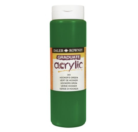 Daler Rowney Graduate Pintura Acrilica - Botella de Plastico - 500ml - Color Verde Hooker