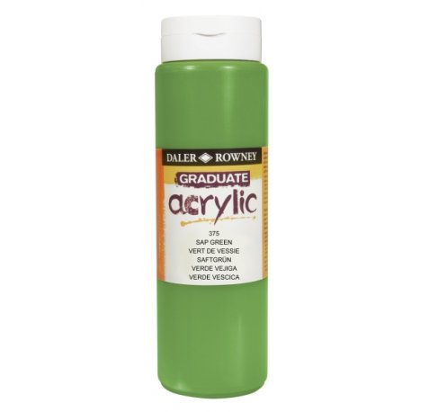 Daler Rowney Graduate Pintura Acrilica - Botella de Plastico - 500ml - Color Verde Vejiga