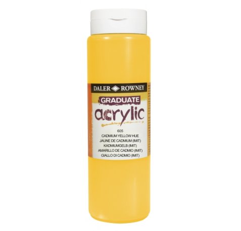 Daler Rowney Graduate Pintura Acrilica - Botella de Plastico - 500ml - Color Amarillo de Cadmio