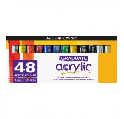 Daler Rowney Graduate Pack de 48 Pinturas Acrilicas - 22ml - Colores Surtidos