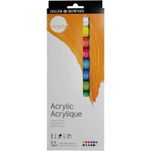 Daler Rowney Simply Pack de 12 Pinturas Acrilicas - Secado Rapido - Optima Cobertura - Colores Mezclables 12ml - Colores Surtidos