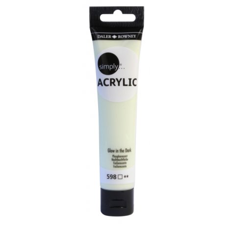 Daler Rowney Simply Pintura Acrilica - Tubo de Plastico - 75ml - Brilla en la Oscuridad - Color Fosforescente
