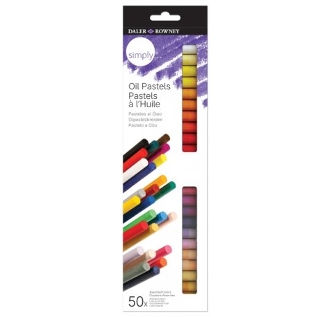 Daler Rowney Simply Pack de 50 Pasteles al Oleo - Caja de Carton - Colores Surtidos