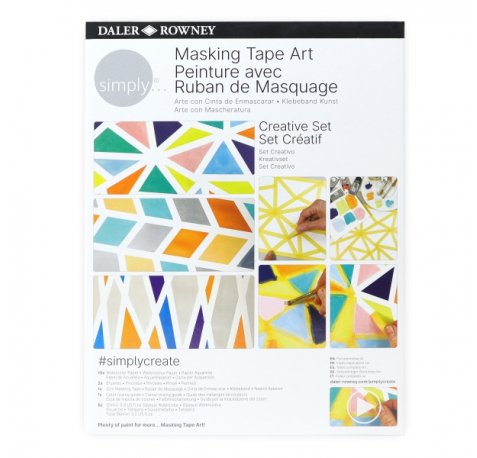 Daler Rowney Simply Creative Pack de Acuarelas Opacas - Tematica de Arte con Cinta de Enmascarar - Caja de Carton - Colores Surtidos