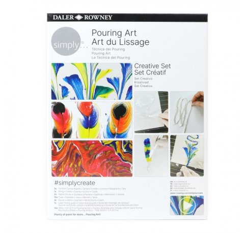 Daler Rowney Simply Creative Pack de Pintura Acrilica - Tecnica de Pouring - Caja de Carton - Colores Surtidos