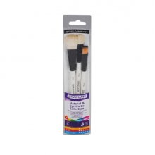 Daler Rowney Graduate Pack de 3 Pinceles para Acuarelas - Pelo Sintetico y de Cabra - Mango Corto