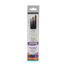Daler Rowney Graduate Pack de 3 Pinceles Multitecnica - Pelo Sintetico - Mango Corto