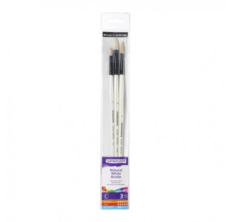 Daler Rowney Graduate Pack de 3 Pinceles para Oleo - Pelo de Cerda Natural - Mango Largo
