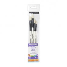 Daler Rowney Graduate Pack de 4 Pinceles para Oleo - Pelo de Cerda Natural - Mango Corto