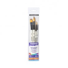 Daler Rowney Graduate Pack de 4 Pinceles Multitecnica - Pelo Sintetico - Mango Corto