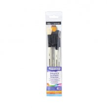 Daler Rowney Graduate Pack de 4 Pinceles para Acuarelas - Pelo Sintetico y de Cabra - Mango Corto