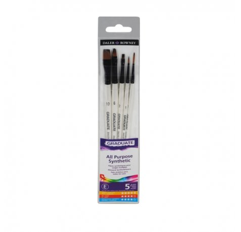 Daler Rowney Graduate Pack de 5 Pinceles Multitecnica - Pelo Sintetico - Mango Corto