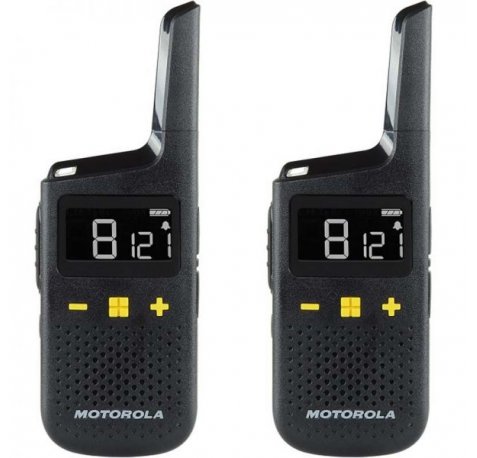 Motorola XT185 Pack 2 Walkie Talkies - 16 Canales PMR446 + 121 Codigos - Alcance de hasta 8km - Autonomia hasta 24h
