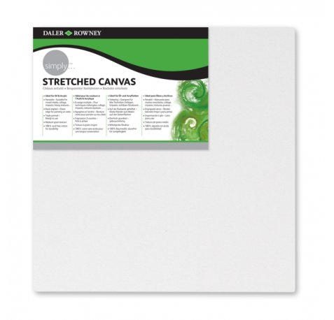 Daler Rowney Simply Bastidor Entelado - 15x15cm - Imprimacion Triple - Grano Medio - 100% Algodon sin Acido - 250g - Color Blanco