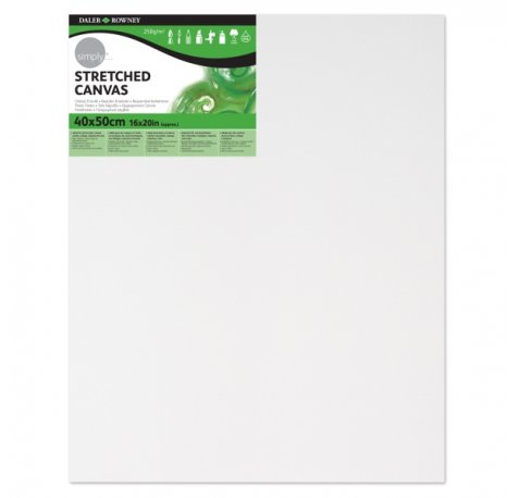 Daler Rowney Simply Bastidor Entelado - 40x50cm - Imprimacion Triple - Grano Medio - 100% Algodon sin Acido - 250g - Color Blanco