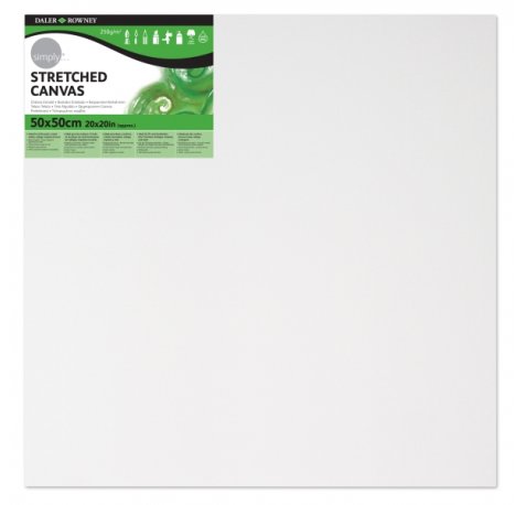 Daler Rowney Simply Bastidor Entelado - 50x50cm - Imprimacion Triple - Grano Medio - 100% Algodon sin Acido - 250g - Color Blanco