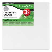 Daler Rowney Simply Pack de 3 Bastidores Entelados- 30x30cm - Imprimacion Triple - Grano Medio - 100% Algodon sin Acido - 250g - Color Blanco