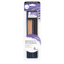Daler Rowney Simply Pack de 8 Lapices para Esbozo - Estuche Metalico - Color Negro