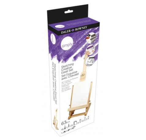 Daler Rowney Simply Pack de 59 Piezas - Set Creativo de Esbozo - Caballete - Colores Surtidos