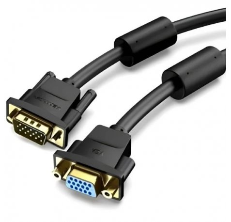 Vention Cable Extensor SVGA Macho a VGA Hembra - Longitud 3m - Full HD - 30 AWG - Filtro de Ferrita - Conectores Chapados en Oro - Color Negro