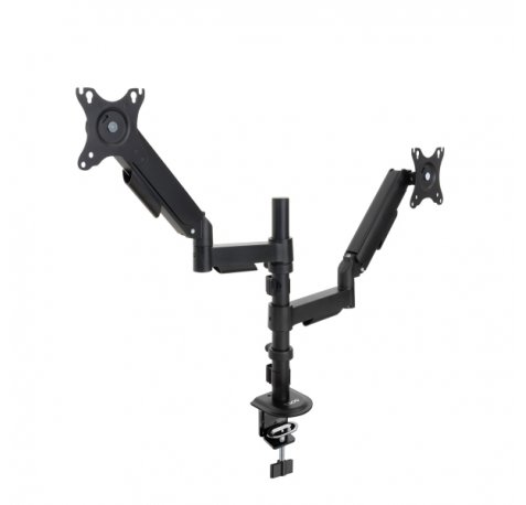 Tooq Soporte de Mesa con Brazos Articulados para 2 Monitores de 17"-32" - Regulable en Altura, Giratorio e Inclinable - Gestion de Cables - Peso Max 9kg x Brazo - VESA 100x100mm
