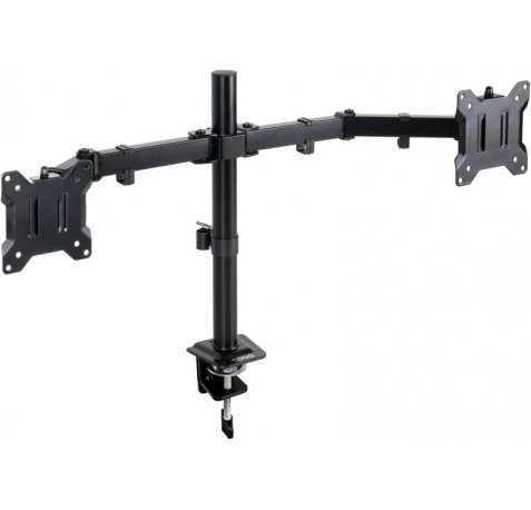 Tooq Soporte de Mesa para 2 Monitores - Pantallas de 17-32" - Soporta 8kg por Brazo - VESA 75x75 y 100x100 - Giratorio e Inclinable - Color Negro