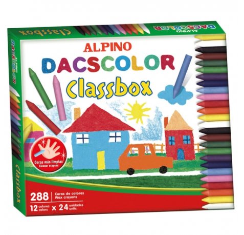 Alpino Dacscolor Economy Pack con 288 Ceras Semiblandas de Colores - Mezclables - No Manchan - Colores Surtidos