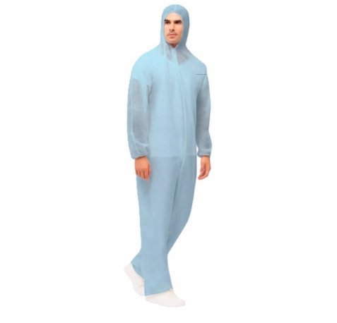 Santex Mono de Polipropileno con Capucha 40gr. Talla XL - Cremallera y Elasticos para Mejor Ajuste - Conforme (UE) 2016/425 - Color Azul