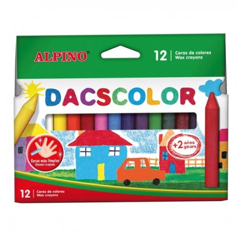 Alpino Dacscolor Pack de 12 Ceras Semiblandas de Colores - Mezclables - No Manchan - Colores Surtidos
