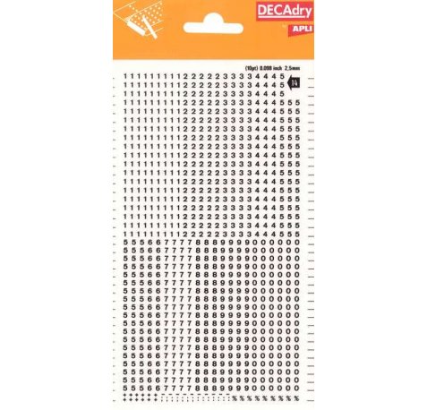 Apli Numeros Transferibles - 2.5mm - Facil Aplicacion - Negros Intensos - 952 Caracteres - Negro