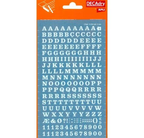 Apli Letras y Numeros Transferibles - 6mm - Facil Aplicacion - 214 Caracteres - Blanco