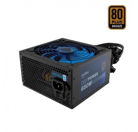 Coolbox Fuente de Alimentacion ATX DG DEEPPOWER-650 80+BRONZE - Alta Eficiencia Energetica - Certificacion 80+ Bronze - Fiabilidad y Rendimiento Estable - Color Negro