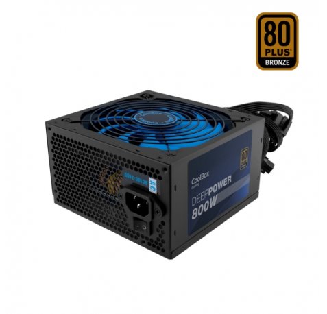 Coolbox Fuente de Alimentacion ATX DG DEEPPOWER-800 80+BRONZE - Alta Eficiencia Energetica - Certificacion 80+ Bronze - Potencia de 800W - Color Negro