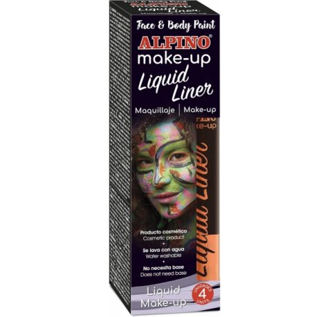 Alpino Make-up Liquid Liner Pack con 4 Botes de Maquillaje Liquido con Aplicador - Se Lava con Agua - Testado Dermatologicamente - Color Naranja
